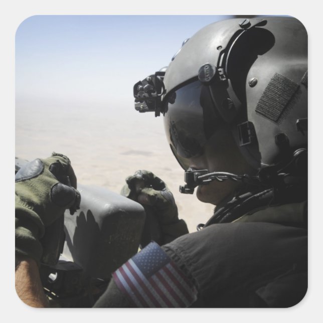 A soldier provides security square sticker (Front)