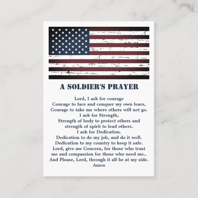 A Soldier's Prayer Military American Flag  Business Card (Front)