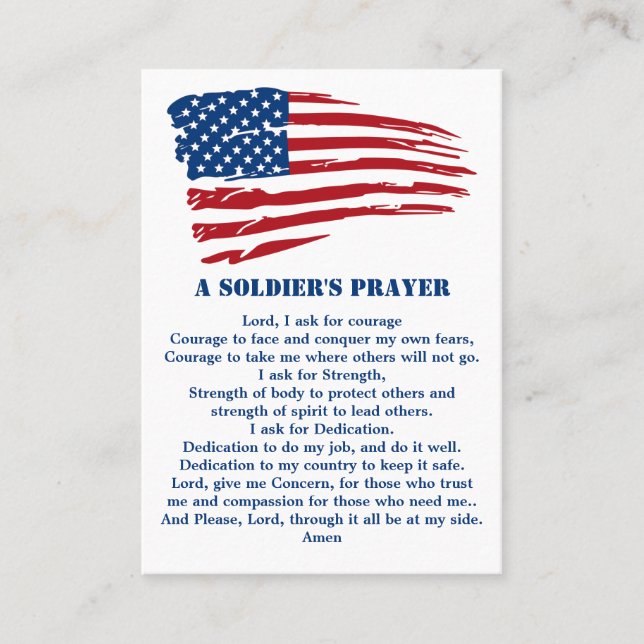 A Soldiers Prayer Military American Flag Patriotic Business Card (Front)