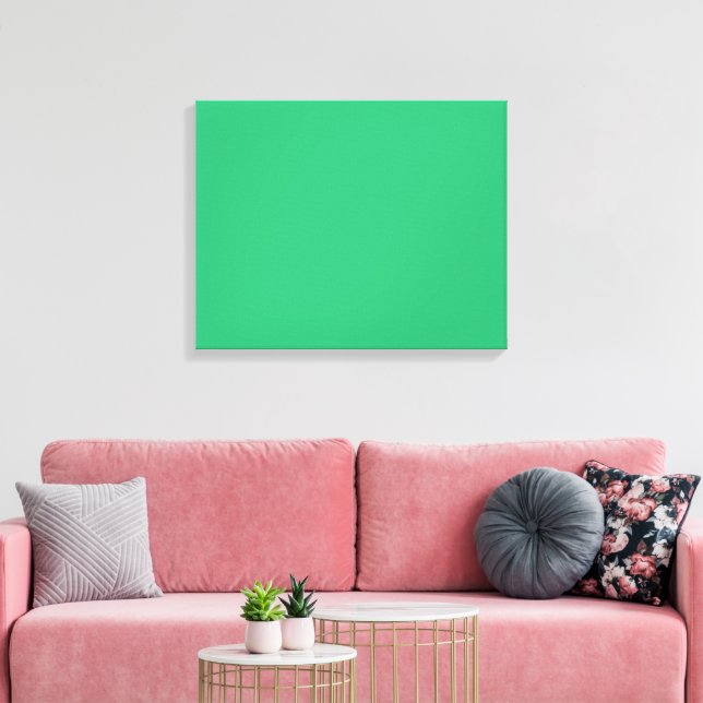 A solid green square positioned on a white backdro canvas print (Insitu(LivingRoom))