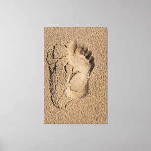 A Solitary Footprint in Sand Canvas Print