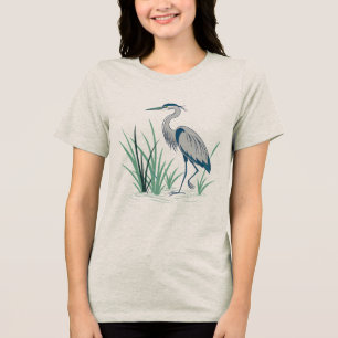 A Solitary Heron Standing Gracefully Tri-Blend Shirt