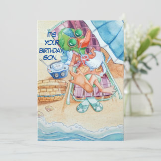 A Son's Birthday Greeting Card.Flat Thank You Card