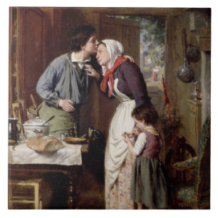A Son's Devotion, 1868 (oil on canvas) Tile
