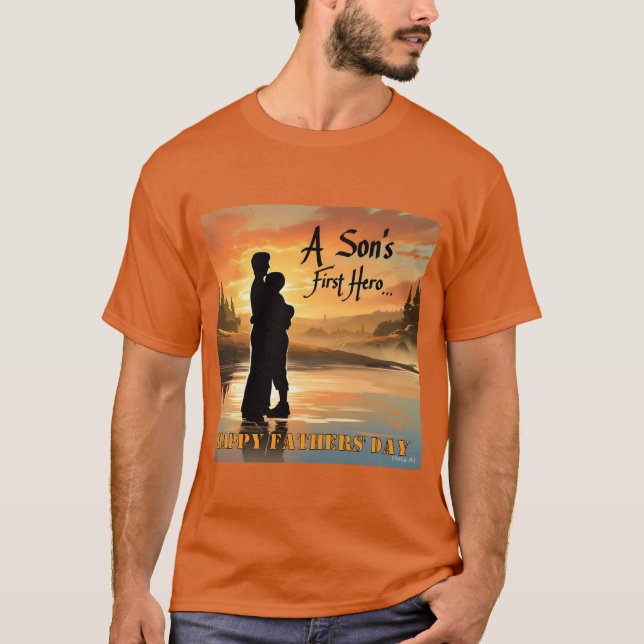 A SON'S FIRST HERO Fathers' Day Custom T-Shirt (Front)