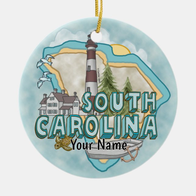 A South Carolina Lighthouse Ceramic Ornament (Front)