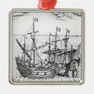 A Spanish Treasure Ship Metal Tree Decoration
