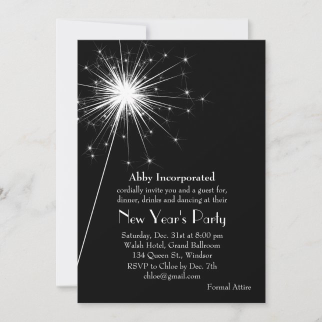 A Sparkler New Year's Eve Party Invitation (Front)