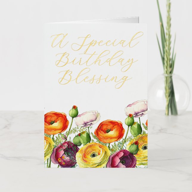 A Special Birthday Blessing  Foil Greeting Card (Front)