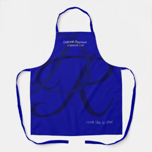 a special chef monogram blue apron