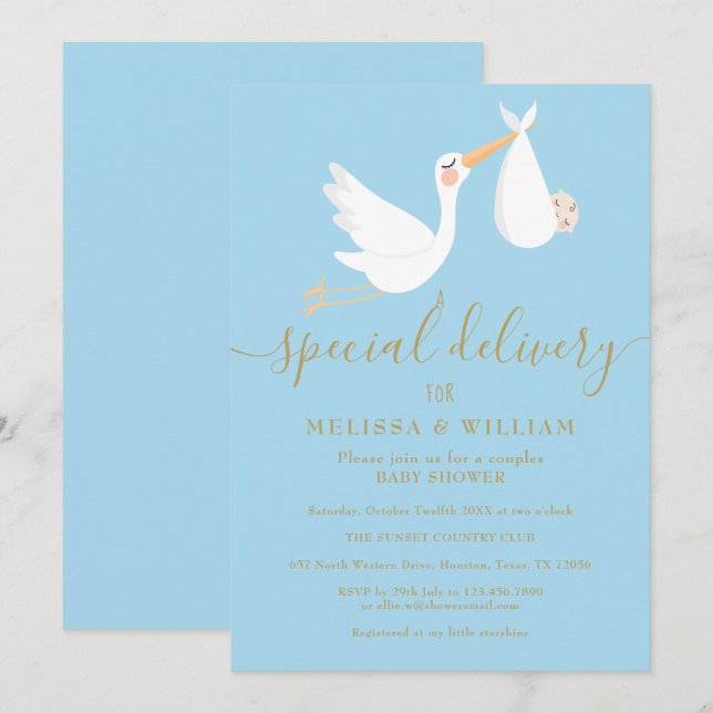 A Special Delivery Baby Couples Shower / Sprinkle Invitation (Front/Back)