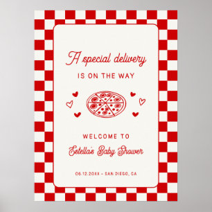 A Special Delivery Pizza Baby Shower Welcome Poster