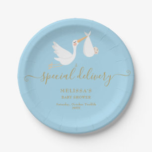 A Special Delivery Stork Baby Shower / Sprinkle Paper Plate