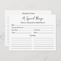 A Special Recipe for Bridal Shower Gifting Card