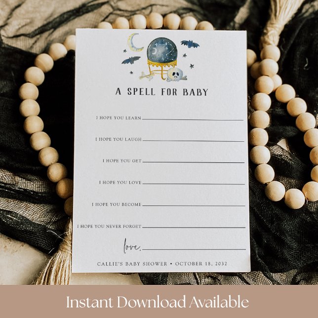 A Spell for Baby Halloween Baby Shower Wishes Card (Creator Uploaded)