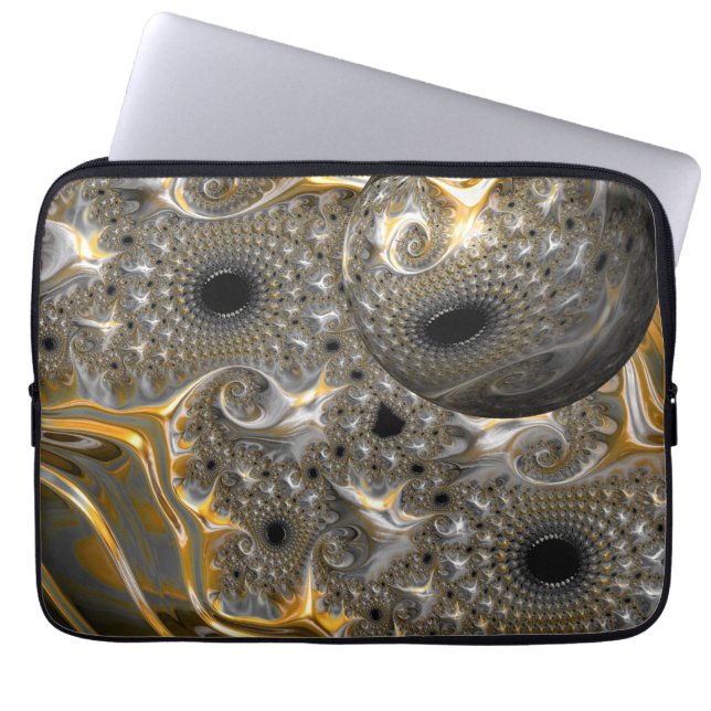 A Spherical Ballet in Silver and Gold Laptop Bag (Front)