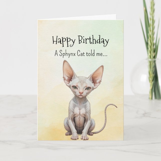 A Sphynx Cat Personality Birthday Fun Animal Card (Front)