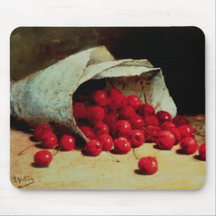 A spilled bag of cherries mouse pad