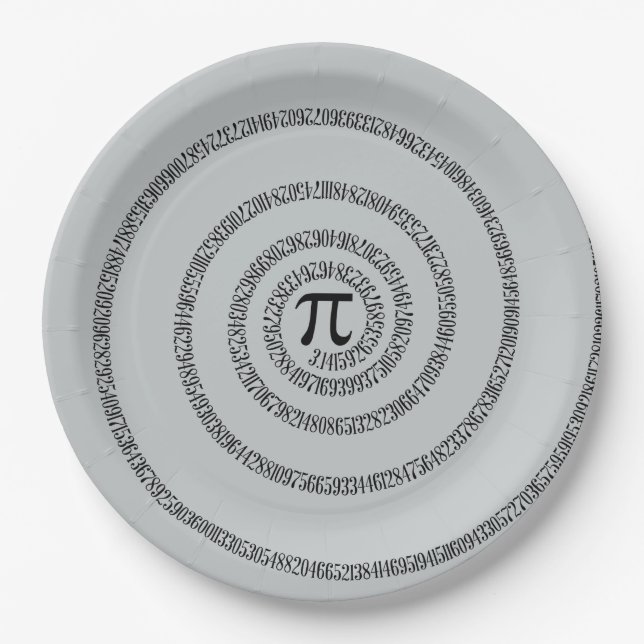A sPIral for Pi Click Customise Change Grey Colour Paper Plate (Front)