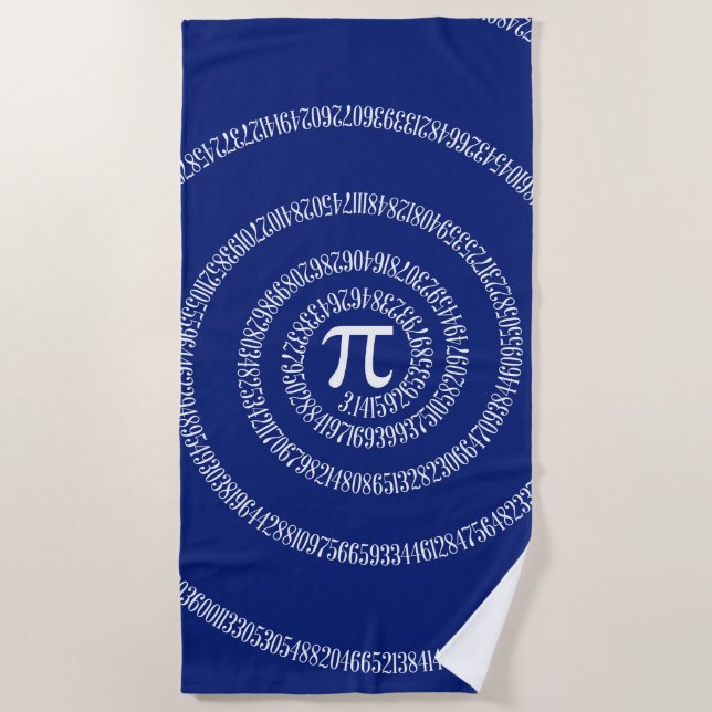 A Spiral of Pi Graphic on a Beach Towel (Front)