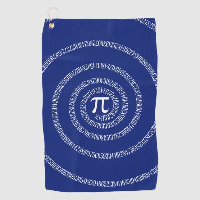 A Spiral of Pi Graphic on a  Golf Towel (Front)