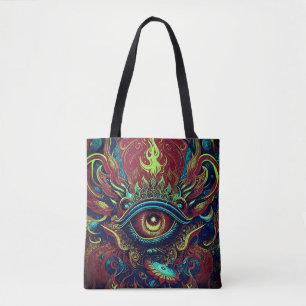 A Spiritual Journey in Pastels: Flaming Eye Tote Bag