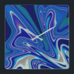 A Splash of Blue  Square Wall Clock<br><div class="desc">Blue,  white,  and teal abstract  representing  a splash of water</div>