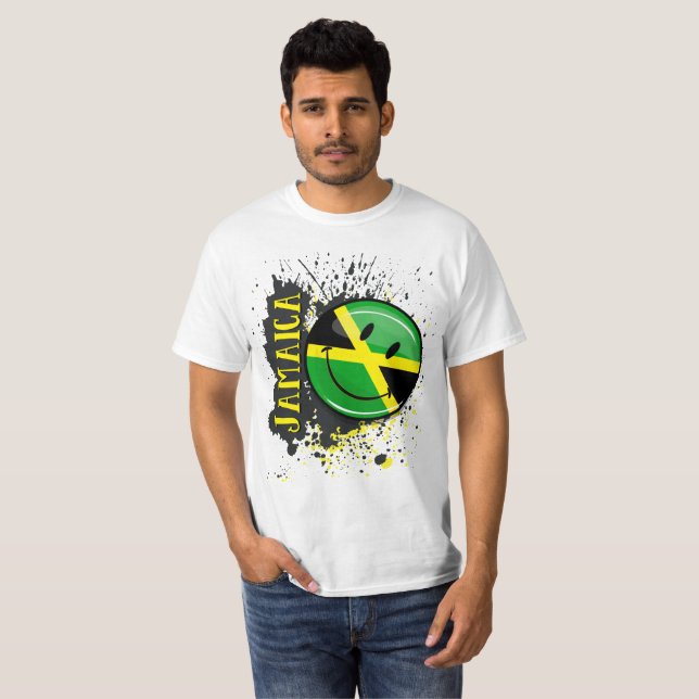 A Splash of Jamaica Smiling Flag T-Shirt (Front Full)