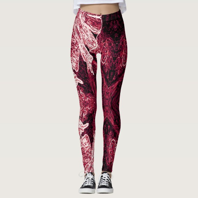 A Splash Of Red 2 Leggings (Front)