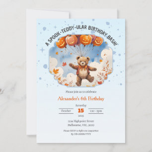 A Spook-Teddy-ular Birthday Bash Boys  Invitation