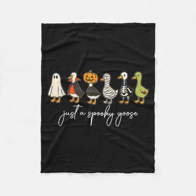 A Spooky Goose Halloween Silly Goose Funny Fleece Blanket (Front)