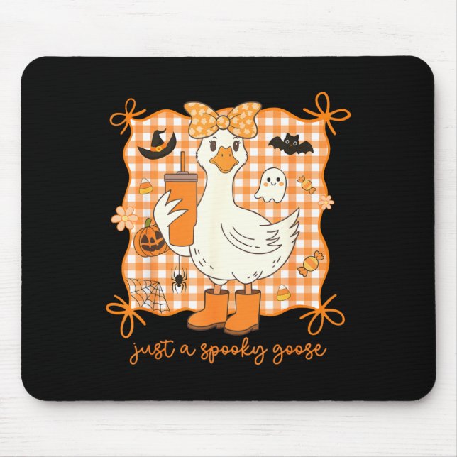 A Spooky Goose Halloween Silly Goose Funny Mouse Pad (Front)