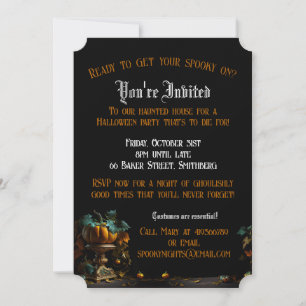 A Spooky Halloween Invite Flat Card with Pumpkins