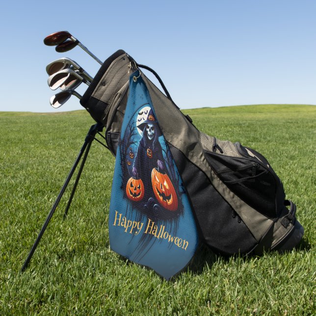 A spooky Halloween scene Golf Towel (Green)