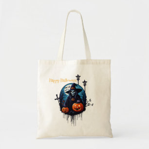 A spooky Halloween scene Tote Bag
