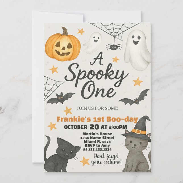 A Spooky One | 1st Birthday Halloween Invitation (Front)