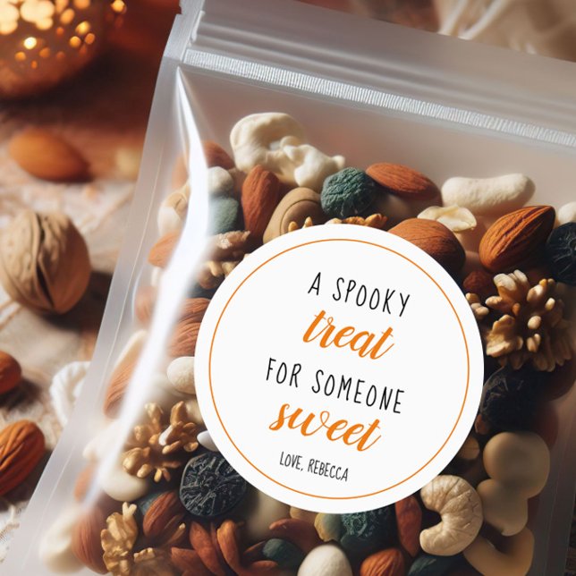 A Spooky Treat for Somone Sweet Halloween Classic Round Sticker (Creator Uploaded)