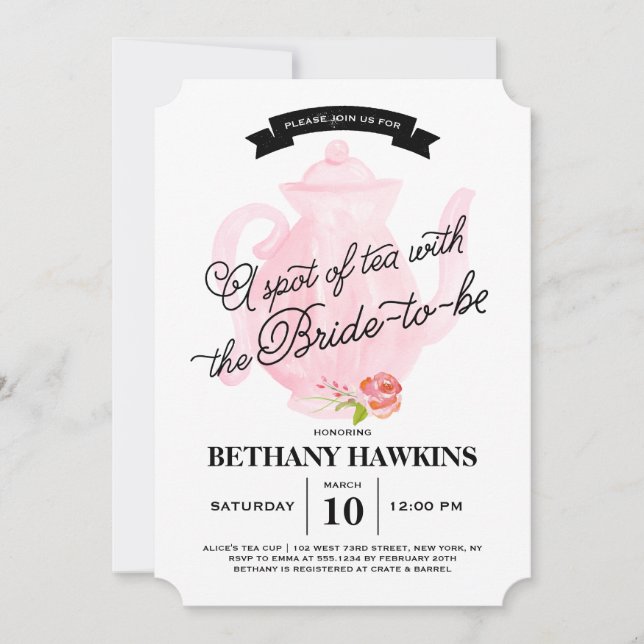 A Spot of Tea with the Bride-to-be | Bridal Shower Invitation (Front)