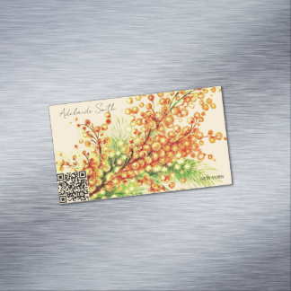 a spring branch of mimosa, bright, yellow magnetic business card
