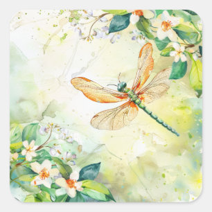 A Spring Dragonfly Square Sticker