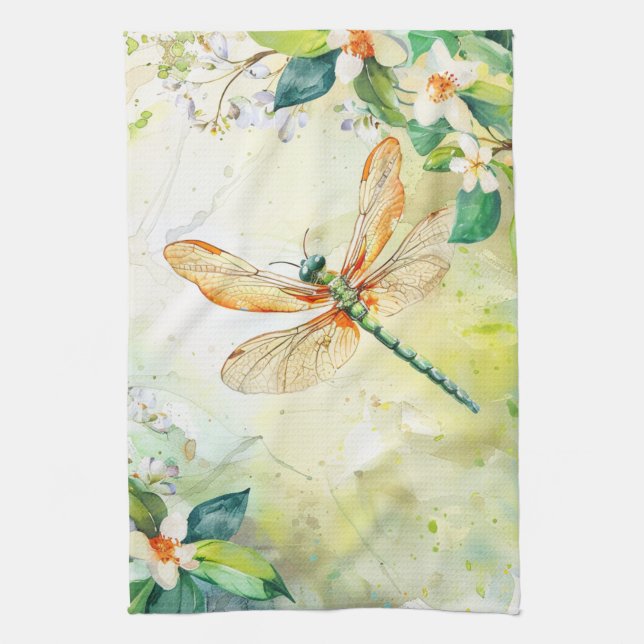 A Spring Dragonfly Tea Towel (Vertical)