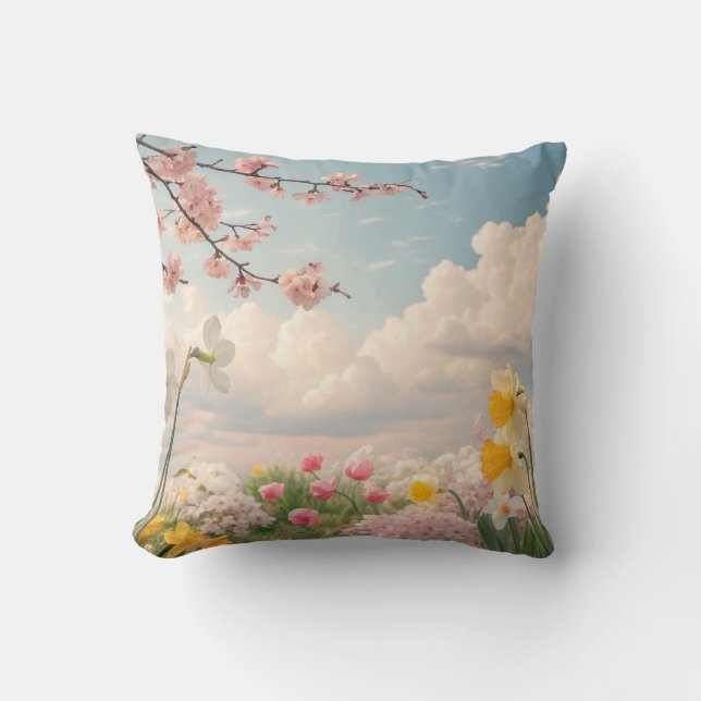 A Spring Floral Background Cushion (Front)