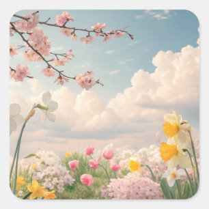 A Spring Floral Background Square Sticker