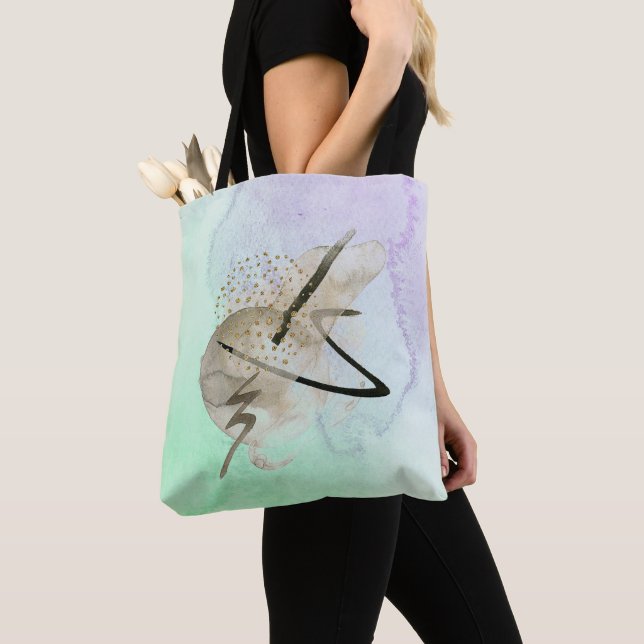 A Sprinkle of Gold Print Tote Shoulder Bag (Close Up)