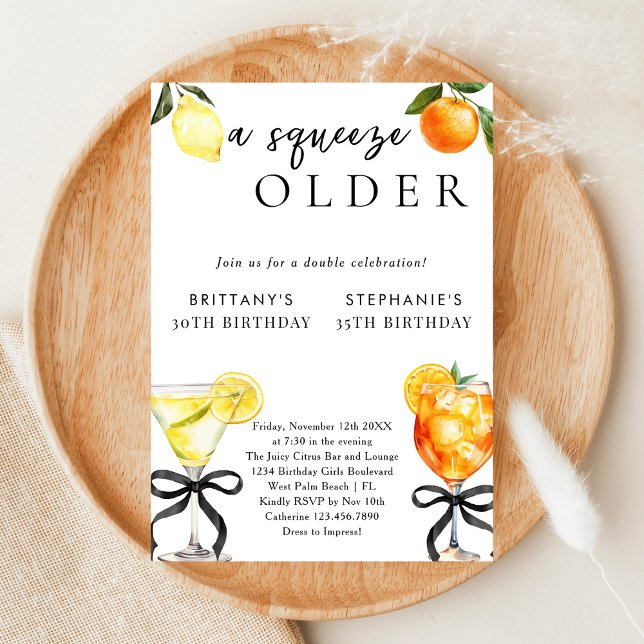 A Squeeze Older Martini Aperol Double Birthday Invitation (Creator Uploaded)