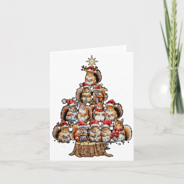 A Squirrel Christmas Tree Lights Forest Animal Lov Card (Front)