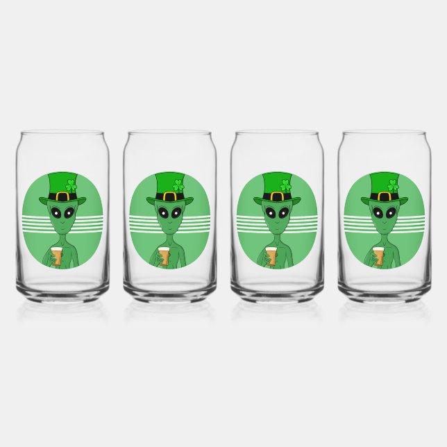 A St. Patrick's Alien Can Glass (Front)