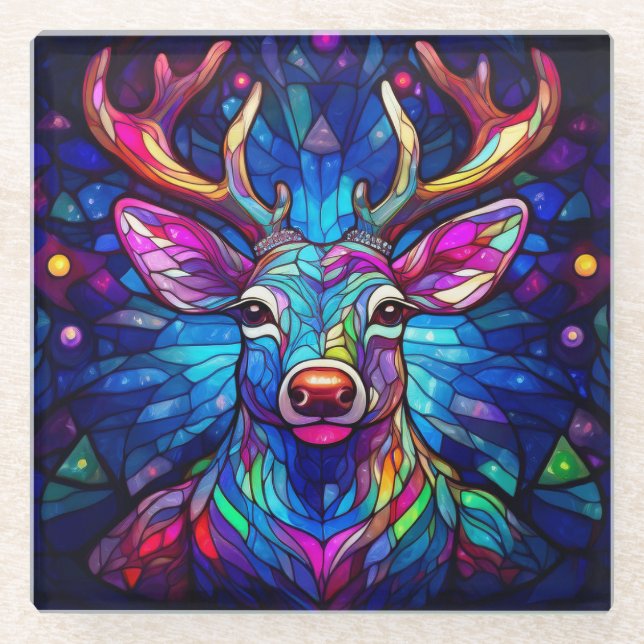 A Stained Glass Chrustmas  Reindeer Coaster (Front)