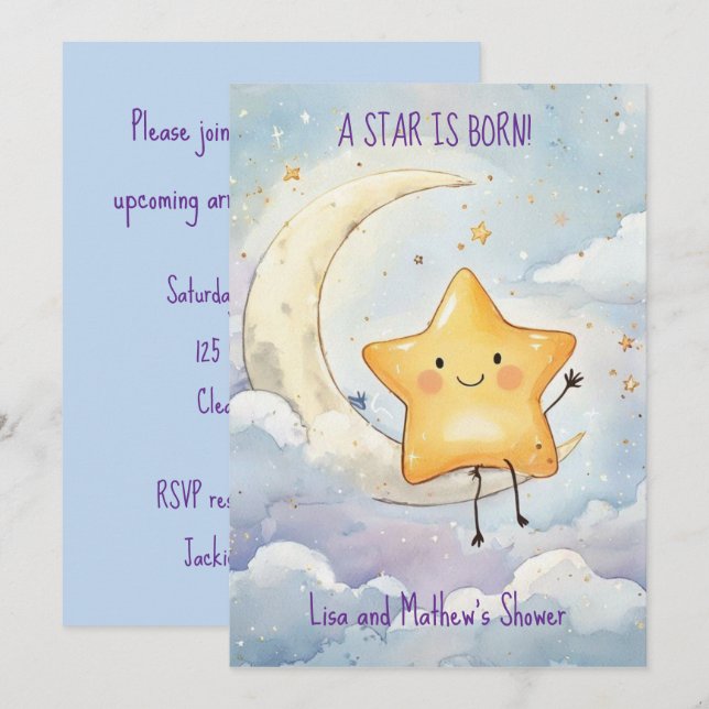 A Star is Born Baby Digital Download Invitation (Front/Back)
