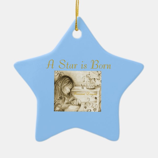 A Star is Born Blue Ceramic Star Ornament (Front)